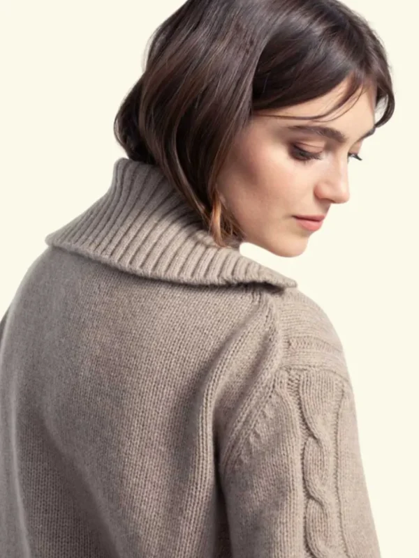 Rifo GIUDITTA Women's Recycled Wool Zip Sweater Sand Beige^Dame Overdele