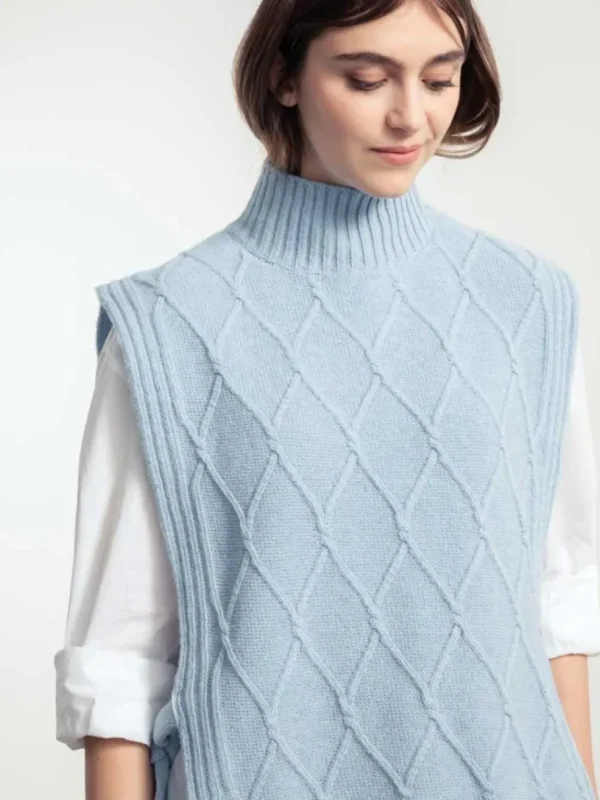 Rifo Recycled Wool Turtleneck Vest Powder Blue^Dame Overdele