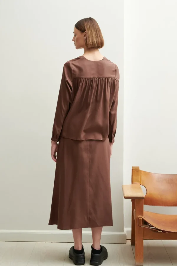 Schulz by Crowd Sessa shirt Brown Tencel^Dame Overdele
