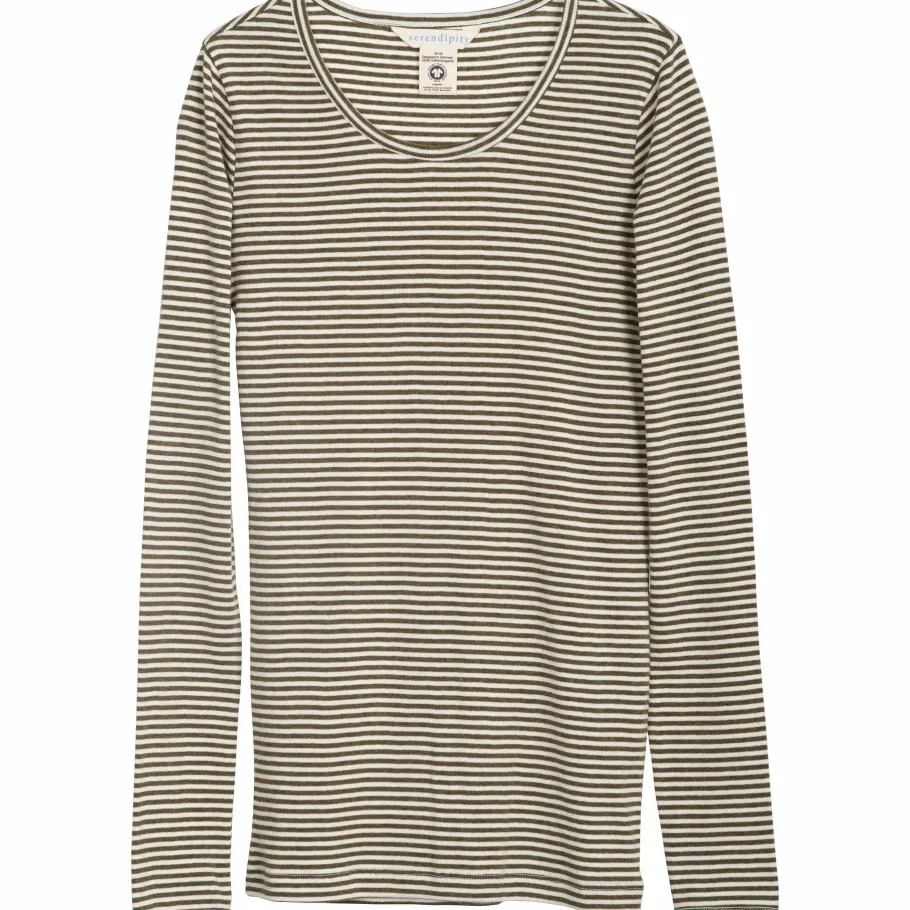 serendipity__slim_tee__st_0.webp Serendipity - Slim Tee - Stripe Seaweed/Off White^Dame Overdele