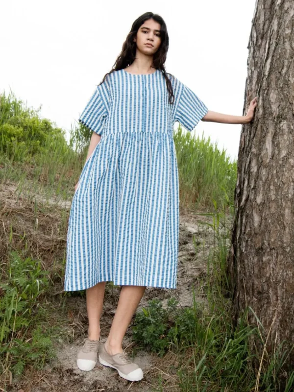 Serendipity Sleeve Dress Azur Stripe^Dame Kjoler Og Jumpsuits