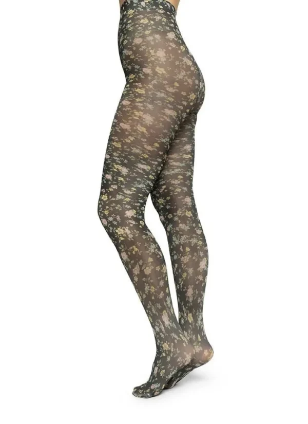 Swedish Stockings - Ada flower tights - Black/multi^Dame Sokker Og Strømpebukser
