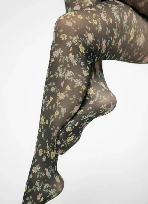 Swedish Stockings - Ada flower tights - Black/multi^Dame Sokker Og Strømpebukser