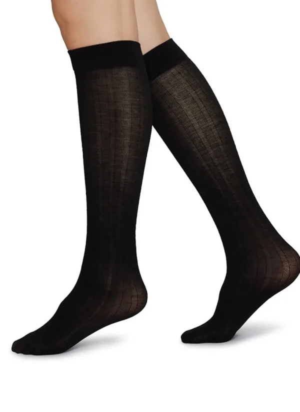 Swedish Stockings - Freja bio wool knee-highs - Black^Dame Sokker Og Strømpebukser