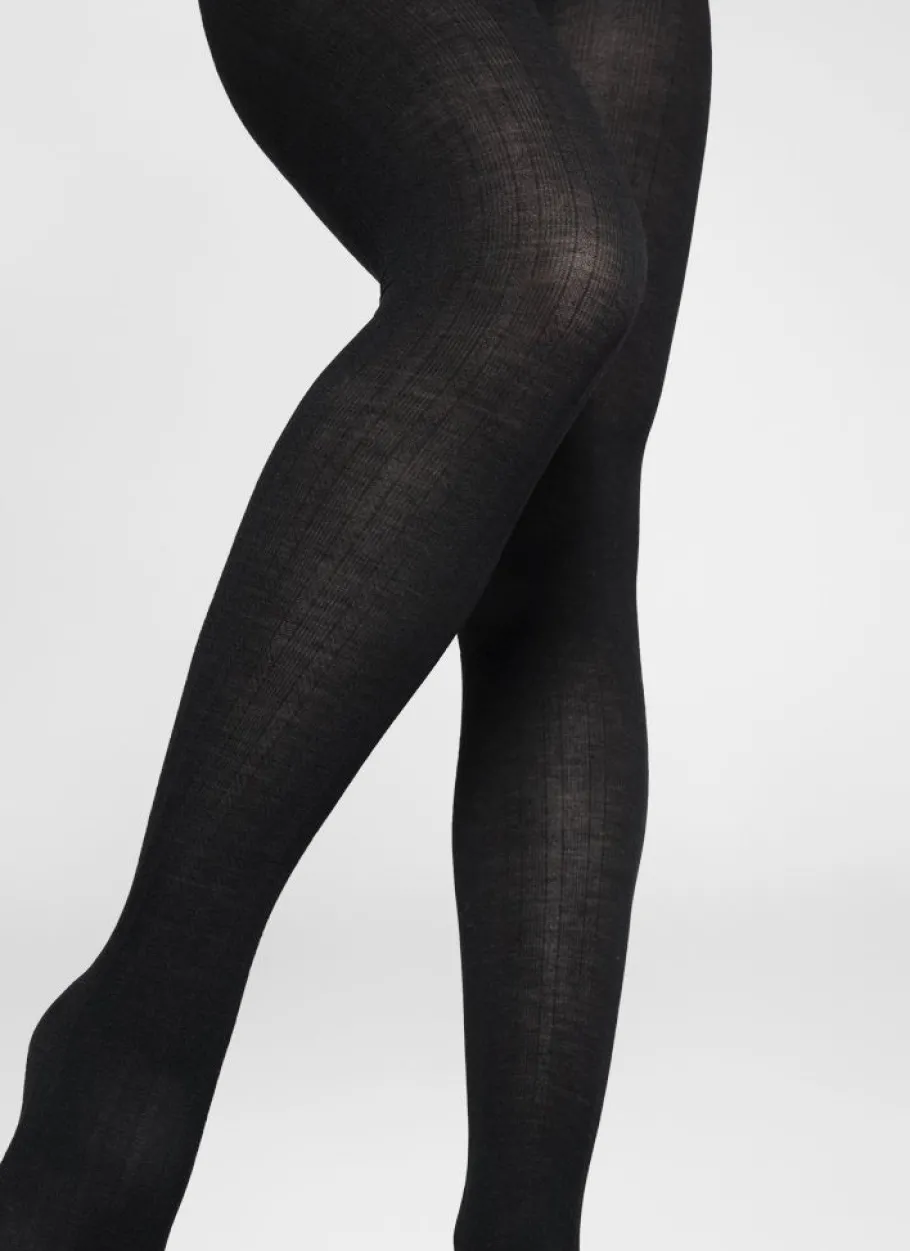 swedish_stockings__freja__2-1.webp Swedish Stockings - Freja Organic Wool Tights - Black^Dame Sokker Og Strømpebukser