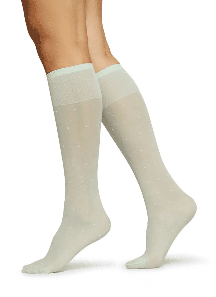 swedish_stockings_doris_d_1.webp Swedish Stockings Doris Dots Knee-Highs Light Green^Dame Sokker Og Strømpebukser