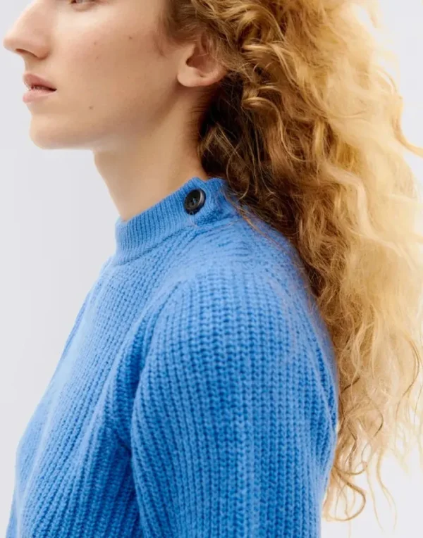 Thinking Mu - Uld Sweater - BLUE HERA KNITTED SWEATER^Dame Overdele