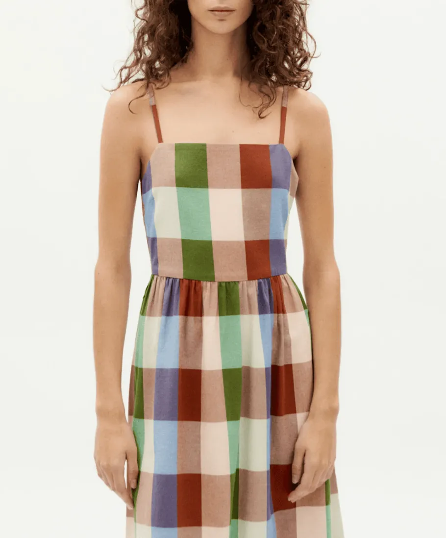 thinking_mu_colorful_paol_1.webp Thinking Mu Colorful Paola Dress Multicolor Checks^Dame Kjoler Og Jumpsuits