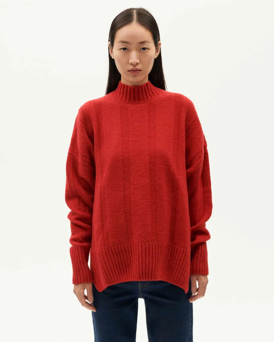 thinking_mu_red_carol_kni_1.webp Thinking Mu Red carol Knitted Sweater^Dame Overdele