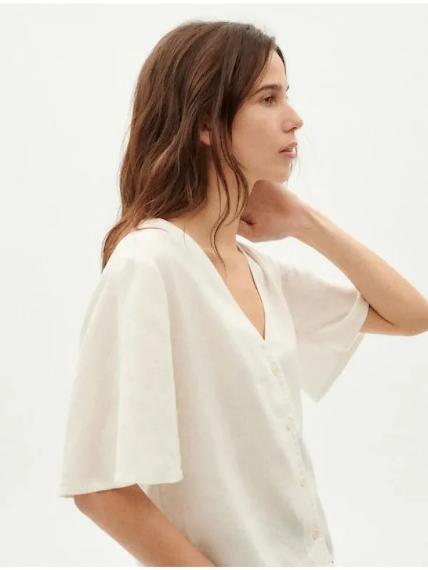 Thinking Mu White Hemp Libelula Blouse^Dame Overdele