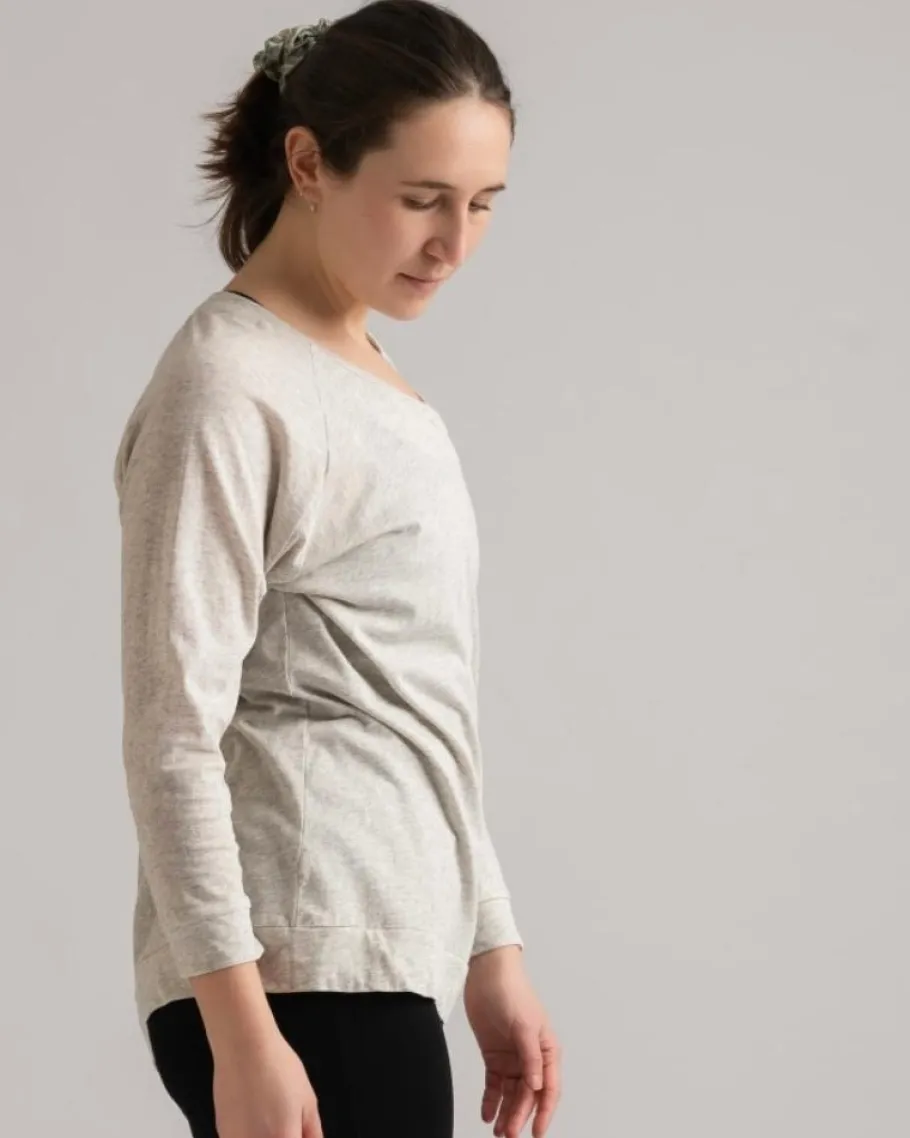 yogamii_mukha_blouse__kol_0-2.webp Yogamii Mukha Blouse - økologisk yogatøj off white melange^Dame Overdele